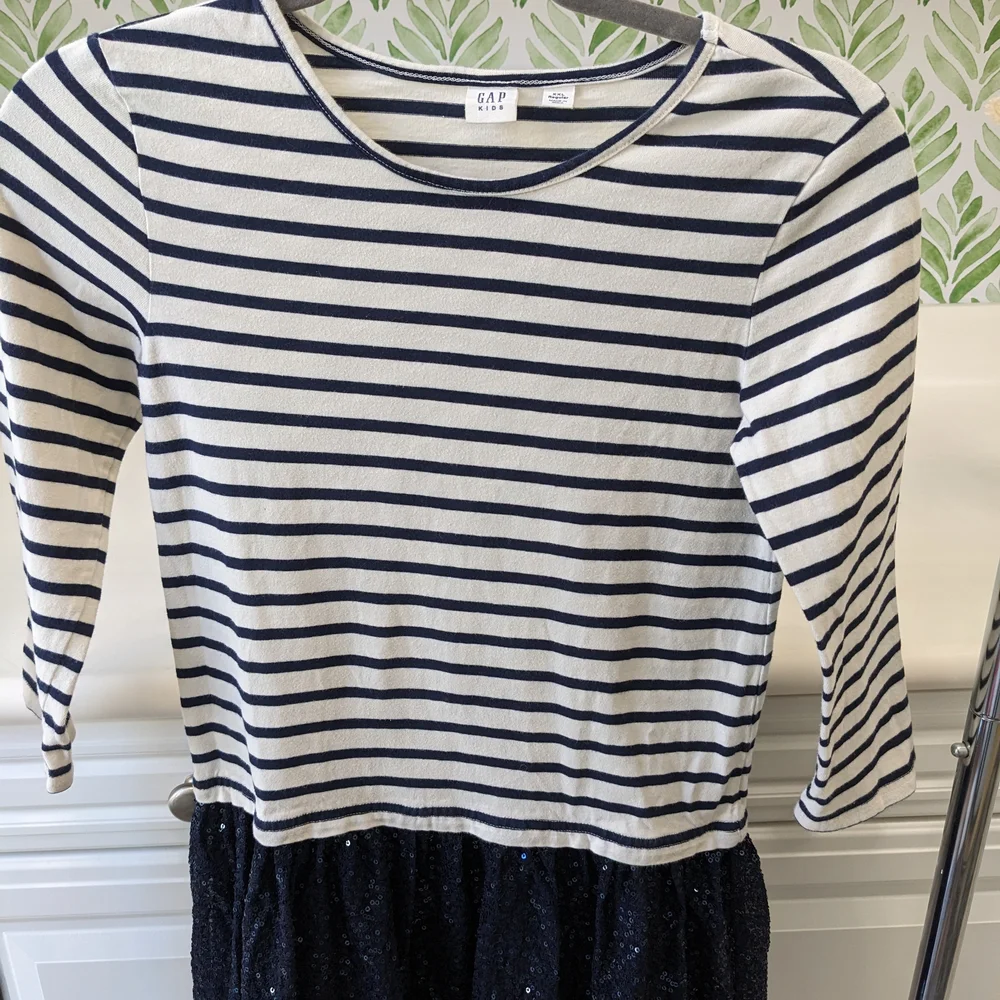 Gap Kids XXL Girl's Blue Striped Sequin Dress